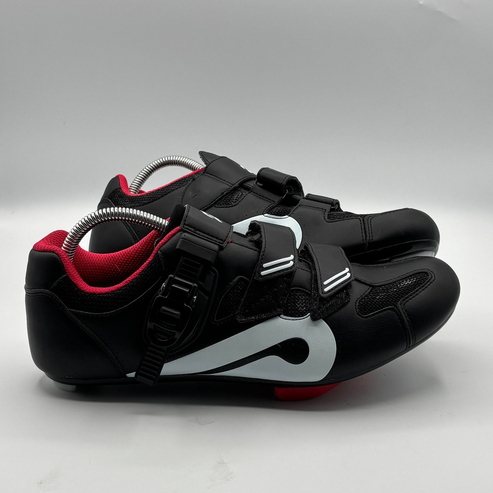 Peloton Cycling Shoes Mens 44 Black White Red Look Delta Cleats PL-SH-B-44